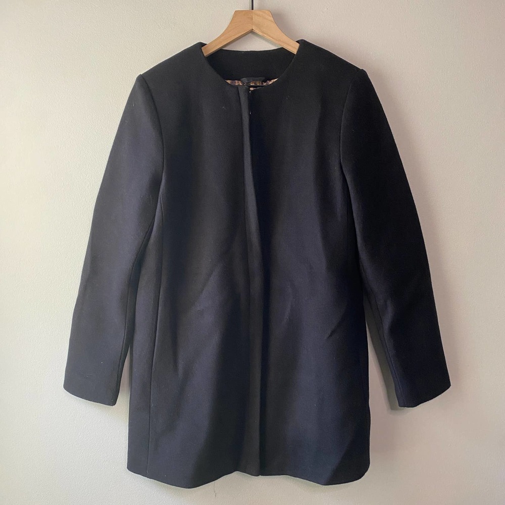 Nine West Women's Wool Blend Full Zip Winter Coat Jacket, Black, Size Small